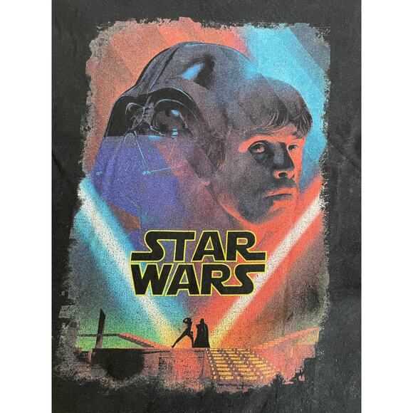 Star Wars Neon Vader Luke Graphic Tee Black Size L - Picture 5 of 5